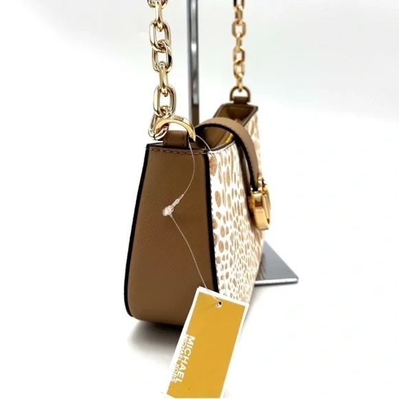 Michael Kors Carmen Small Pouchette Crossbody Bag Camel Multi - Picture 5 of 11